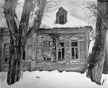 Рисунок под названием "Сорока" - Mikhail Rudnik, Подлинное произведение искусства, Древесный уголь
