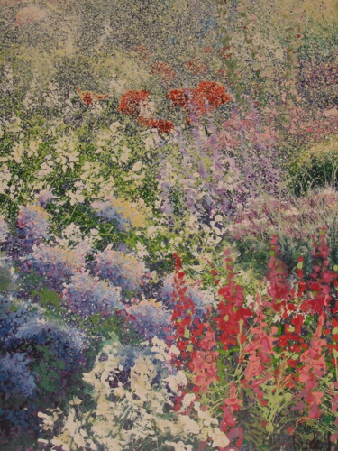 Pittura intitolato "jardin estival à El…" da Rudolf Otto, Opera d'arte originale, Acrilico