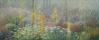 Ζωγραφική με τίτλο "jardin estival Angl…" από Rudolf Otto, Αυθεντικά έργα τέχνης, Ακρυλικό