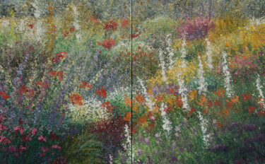 Pittura intitolato "jardin coloré" da Rudolf Otto, Opera d'arte originale, Acrilico