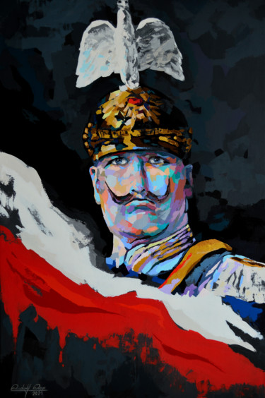 Malerei mit dem Titel "Kaiser Wilhelm II." von Rudolf Rox, Original-Kunstwerk, Acryl