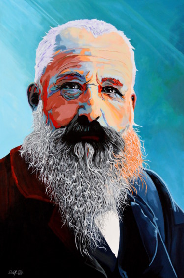 Painting titled "Claude Monet" by Rudolf Rox, Original Artwork, Acrylic