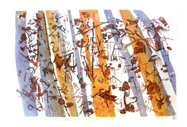 Druckgrafik mit dem Titel "My animals 2" von Rudolf Suran, Original-Kunstwerk, Holzschnitt