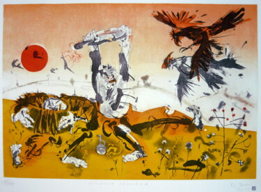 Prenten & gravures getiteld "Last song ( Posledn…" door Rudolf Suran, Origineel Kunstwerk, Ets