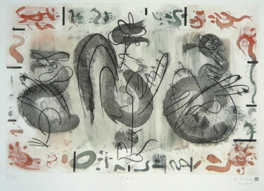Gravures & estampes intitulée "Time (Čas)" par Rudolf Suran, Œuvre d'art originale, Eau-forte