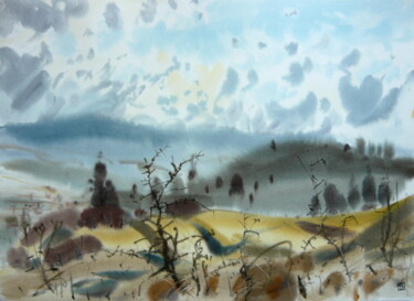 Pintura intitulada "Warming (January 20…" por Rudolf Suran, Obras de arte originais, Aquarela