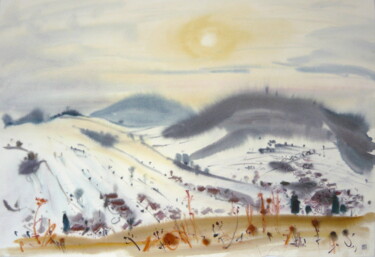 Painting titled "March" by Rudolf Suran, Original Artwork, Watercolor