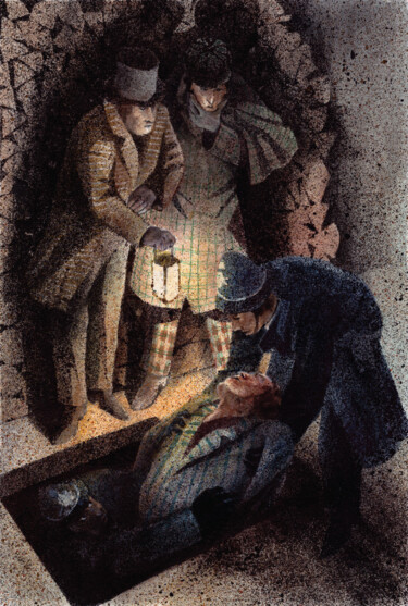 Dessin intitulée "Sherlock Holmes (Co…" par Rudolf Suran, Œuvre d'art originale, Aquarelle