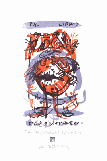 Printmaking titled "Ex libris Michal Ko…" by Rudolf Suran, Original Artwork, Xylography