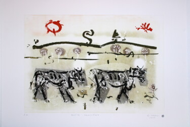 Incisioni, stampe intitolato "God's cows(cycle of…" da Rudolf Suran, Opera d'arte originale, Acquaforte