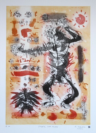 Druckgrafik mit dem Titel "I lost mi head.(cyc…" von Rudolf Suran, Original-Kunstwerk, Radierung