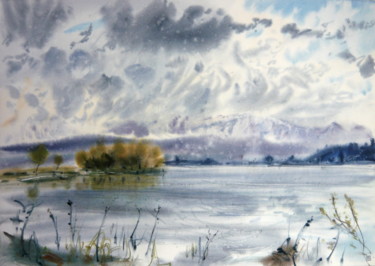 Slanica island of Art Painting titled "Slanica island of A…" by Rudolf Suran, Original Art, Watercolor