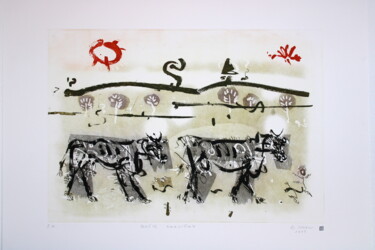 Prenten & gravures getiteld "God's cows(cycle of…" door Rudolf Suran, Origineel Kunstwerk, Ets