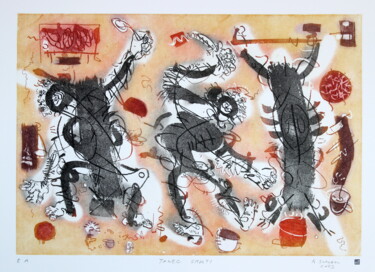 Prenten & gravures getiteld "Dance of death.(cyc…" door Rudolf Suran, Origineel Kunstwerk, Ets