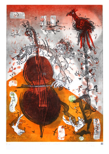 Obrazy i ryciny zatytułowany „Passionate player (…” autorstwa Rudolf Suran, Oryginalna praca, Akwaforta