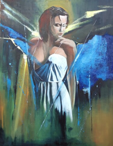 Schilderij getiteld "Blue romance" door Rudy Dewaele, Origineel Kunstwerk, Olie