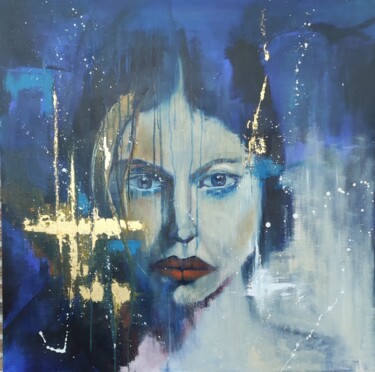 Peinture intitulée "Bleu Mystery" par Rudy Dewaele, Œuvre d'art originale, Huile