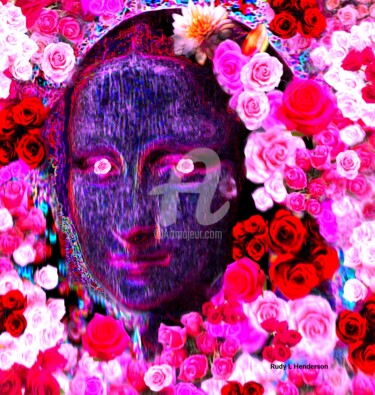 Digitale Kunst getiteld "Gioconda in rose" door Rudy L. Henderson, Origineel Kunstwerk, Digitale collage