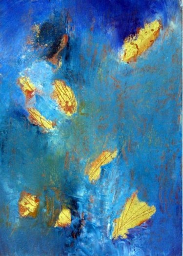 Painting titled "Pétalos en Oro 2" by Peñaranda  Chadid Miriam, Original Artwork, Oil