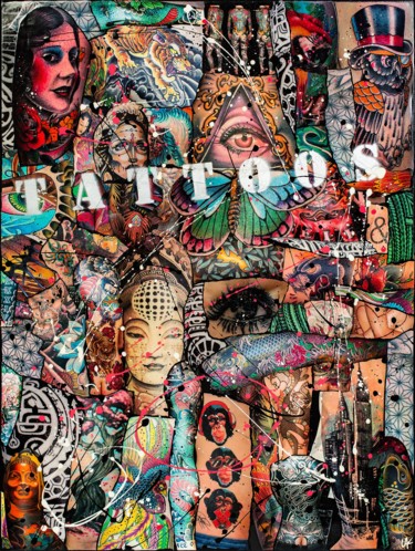 Collages intitolato "tattoo-art-majeur-2…" da Stephanie Ruiz, Opera d'arte originale