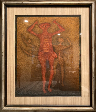 Pintura titulada "Personaje con pajar…" por Rufino Tamayo, Obra de arte original, Monotipia Montado en Otro panel rígido