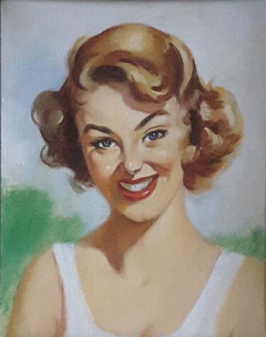 Painting titled "RITRATTO RAGAZZA PI…" by Ruggero Zamponi, Original Artwork, Oil Mounted on Wood Stretcher frame