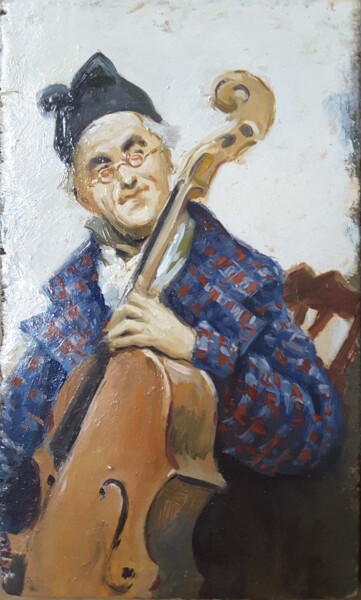 Painting titled "IL VIRTUOSO" by Ruggero Zamponi, Original Artwork, Oil