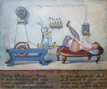 Pintura intitulada "LA MACCHINA DEL PIA…" por Ruggero Zamponi, Obras de arte originais, Óleo