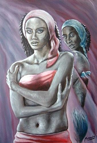 Peinture intitulée "Les egyptiennes" par Bernard Rugwiro, Œuvre d'art originale