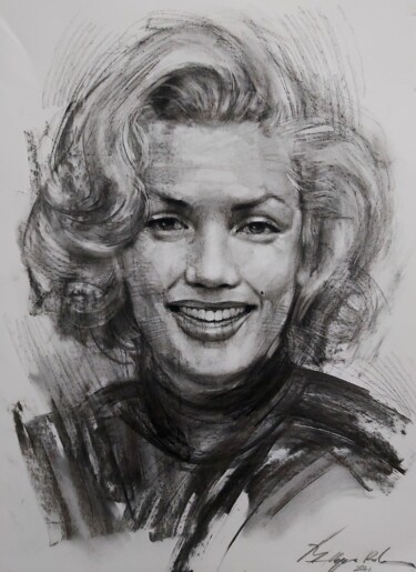MARILYN MONROE Drawing titled "MARILYN MONROE" by Muh Ilyas Ruhiyat Artist, Original Art, Charcoal