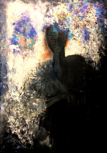 Pintura intitulada "A rapariga que sonh…" por Rui Brás, Obras de arte originais, Acrílico Montado em Armação em madeira