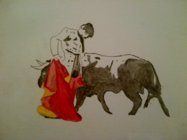 Malerei mit dem Titel "spanish bullfight" von Calça, Original-Kunstwerk, Öl