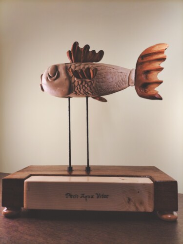 Escultura intitulada "Peixe imaginário" por Rui Martinho, Obras de arte originais, Madeira
