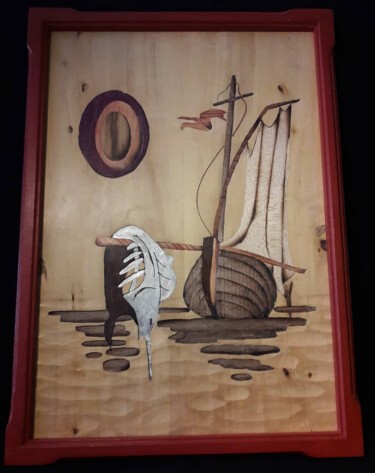Escultura intitulada "O Velho e o Mar - E…" por Rui Martinho, Obras de arte originais, Madeira Montado em artwork_cat.