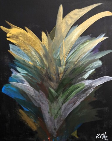 Painting titled "Plant Leaves" by Rui Mesquita, Original Artwork, Acrylic Mounted on Wood Stretcher frame