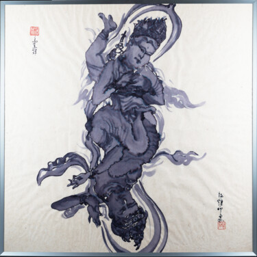 Pintura titulada "Gemini Buddha" por Rui Wang, Obra de arte original, Pigmentos Montado en Aluminio