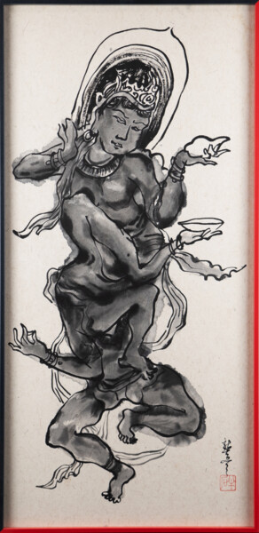 Painting titled "monsters-1" by Rui Wang, Original Artwork, Ink Mounted on Aluminium