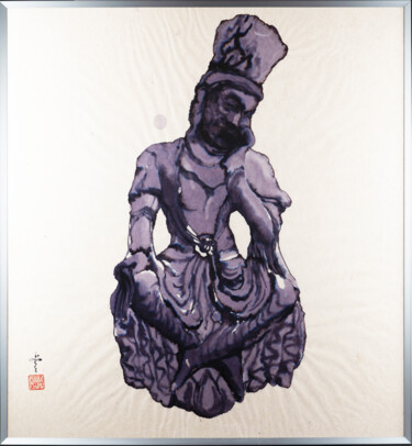 Painting titled "Bodhisattva-4" by Rui Wang, Original Artwork, Watercolor Mounted on Aluminium