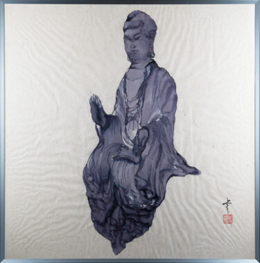Картина под названием "Bodhisattva-7" - Rui Wang, Подлинное произведение искусства, Акварель Установлен на Алюминий