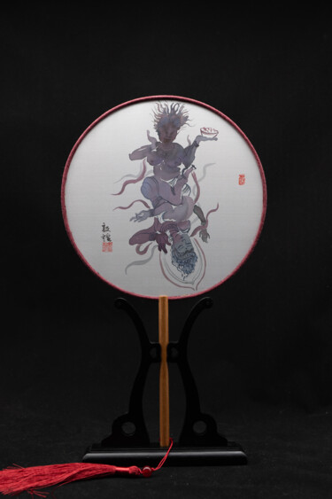 Malerei mit dem Titel "Gemini Buddha——2" von Rui Wang, Original-Kunstwerk, Aquarell