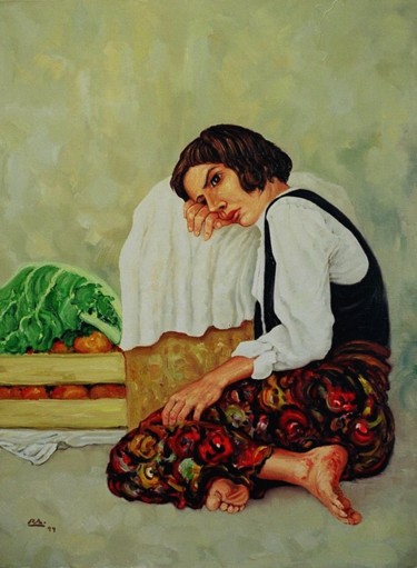 Pintura intitulada "Descanso da vendede…" por Rui Albuquerque, Obras de arte originais, Óleo