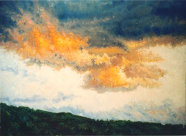 Pintura intitulada "Nuvens - Poente - ó…" por Rui Albuquerque, Obras de arte originais, Óleo