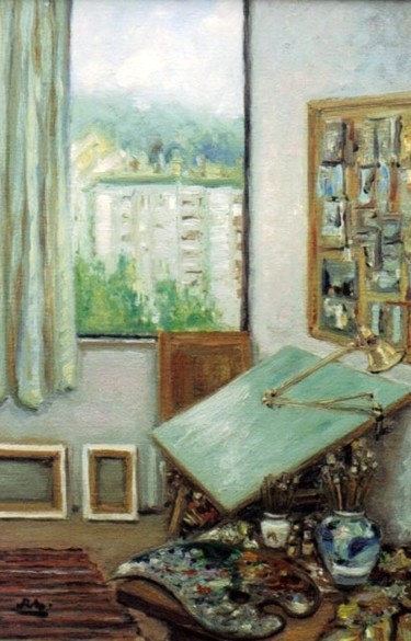 Painting titled "O Atelier - óleo s/…" by Rui Albuquerque, Original Artwork, Oil