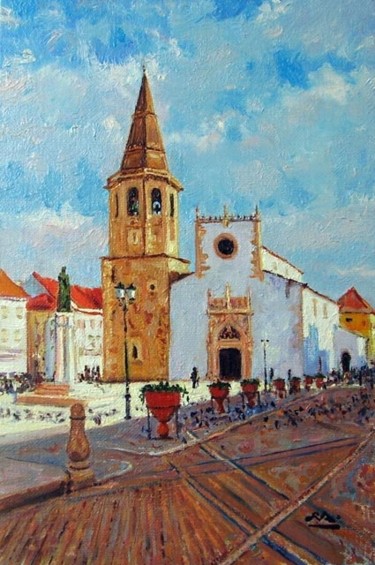 Painting titled "Igreja Matriz - Tom…" by Rui Albuquerque, Original Artwork, Oil