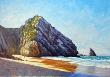 Painting titled "Praia da Adraga - ó…" by Rui Albuquerque, Original Artwork, Oil