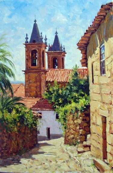 Pintura intitulada "Igreja de Alpedrinh…" por Rui Albuquerque, Obras de arte originais, Óleo