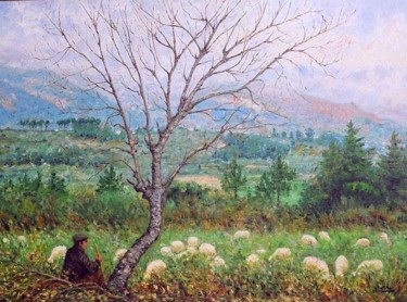 Painting titled "Pastor na Serra da…" by Rui Albuquerque, Original Artwork