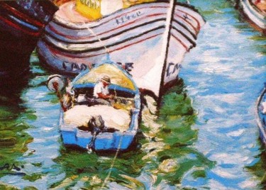 Painting titled "Barcos de Pesca I…" by Rui Albuquerque, Original Artwork