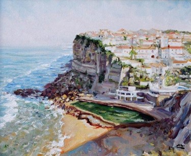 Painting titled "Azenhas do Mar - ól…" by Rui Albuquerque, Original Artwork