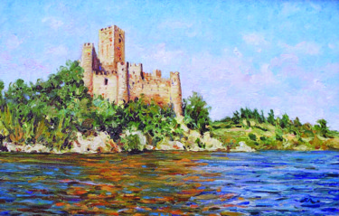 Painting titled "Castelo de Almourol…" by Rui Albuquerque, Original Artwork, Oil